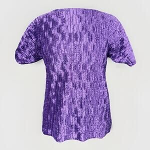 VTG Y2K Purple Crinkle Textured Top M/L Dolman Batwing Short Sleeve Blouse